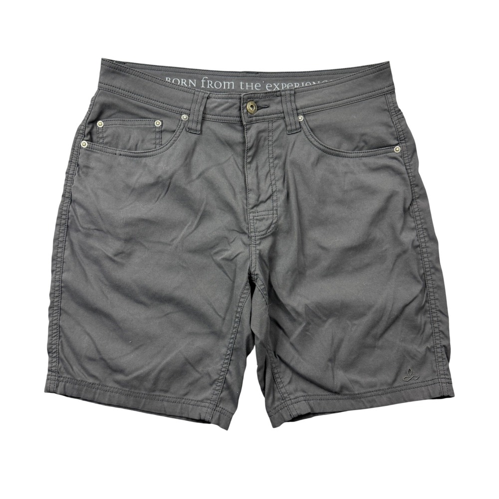Prana Zion Shorts Mens 32 Charcoal Gray Nylon Stretch Hiking Outdoor 9 Inseam